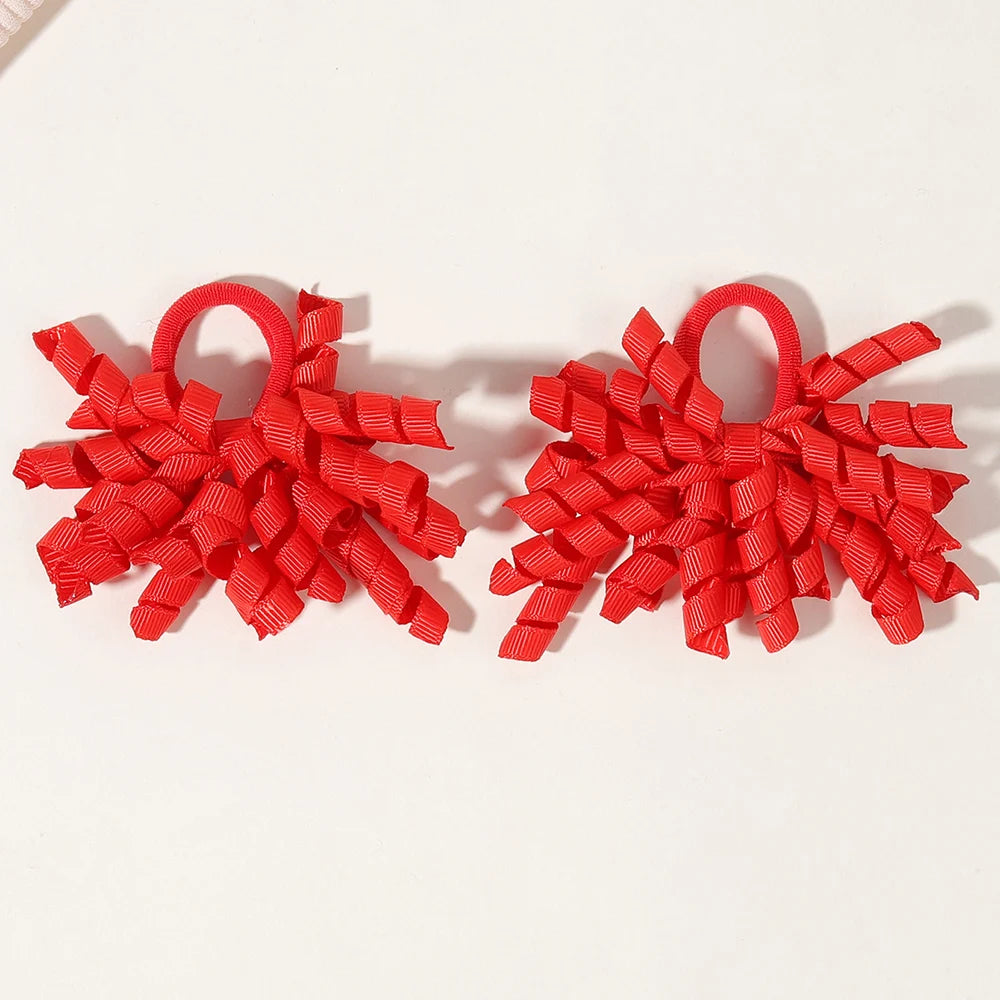 6Pcs Trendy Firework Hair Ties Rainbow Curly