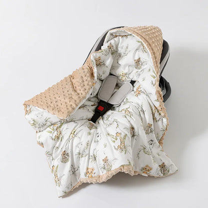 Baby Safety Seat Basket Blanket for Newborn Doudou Fleece Quilt Swaddle Wrap Windproof Hooded Swaddling Blankets Stroller Cover