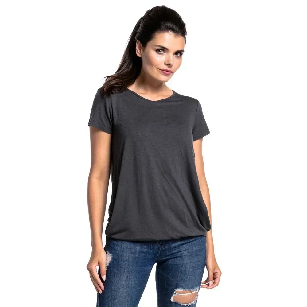 Women's Short Sleeve Pure Colour T-shirts Maternity Clothes Pregnant Blouse Nursing Tops Breastfeeding