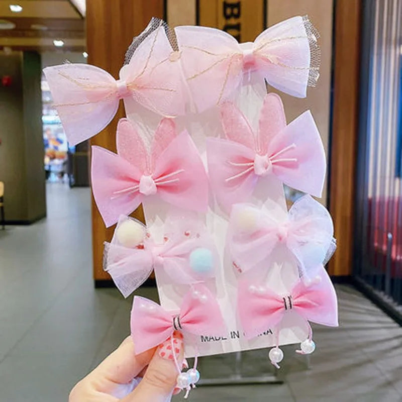 5/9Pcs/Set Cute Bows Hair Clips Hair Accessories For Girls Cartoon Animal Flower Hairpin Headdress Baby Hair Pins Birthday Gifts