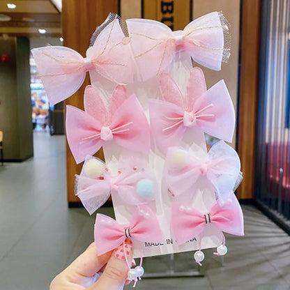 5/9Pcs/Set Cute Bows Hair Clips Hair Accessories For Girls Cartoon Animal Flower Hairpin Headdress Baby Hair Pins Birthday Gifts