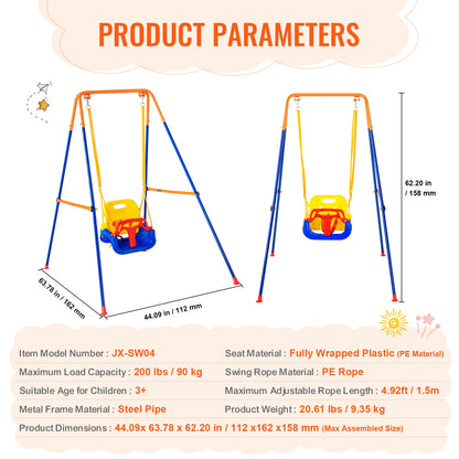 Swing Sets for Backyard 600lbs Capacity Swing Set with 1 Saucer Swing Seat 2 Belt Swing Seats Outdoor for Kids