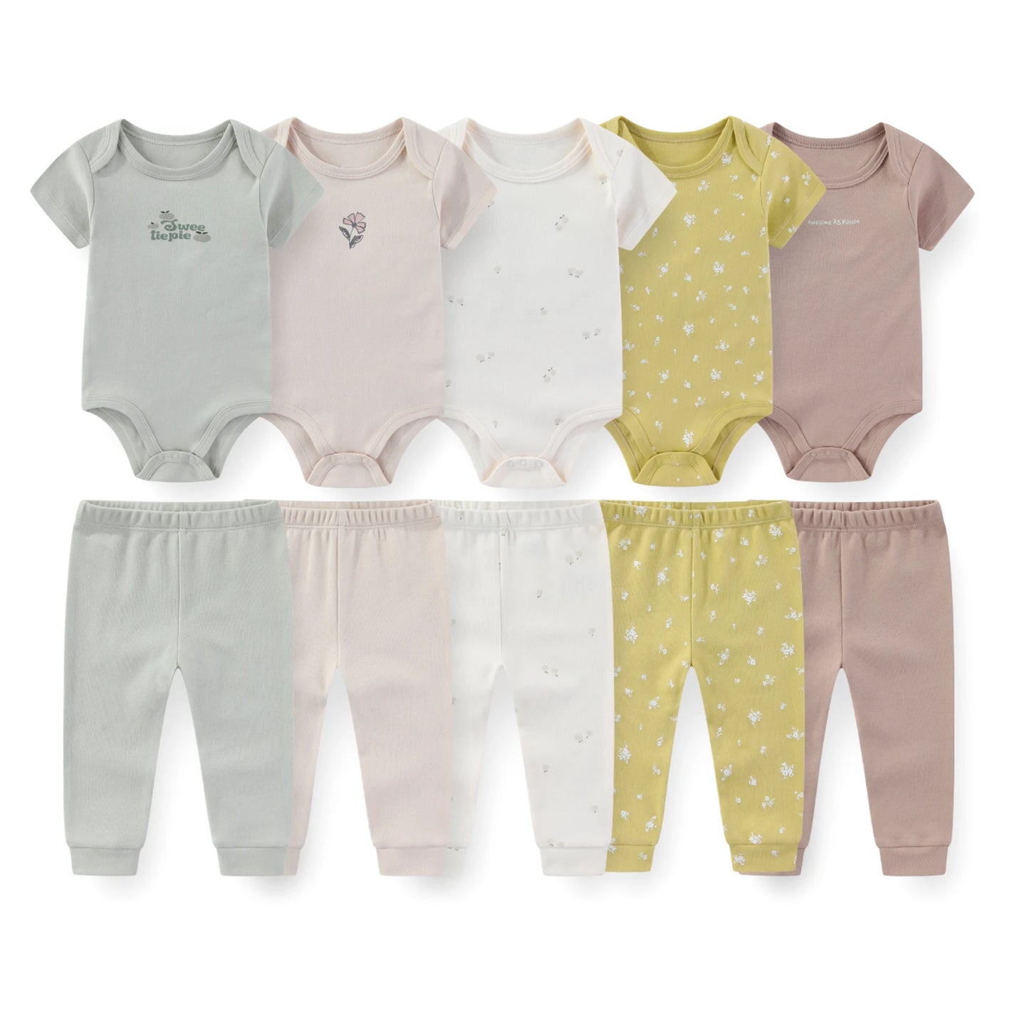 10Pcs Cartoon 100%Cotton Baby Girl & boy Clothes 0-12M Baby Clothes Sets Sleeveless