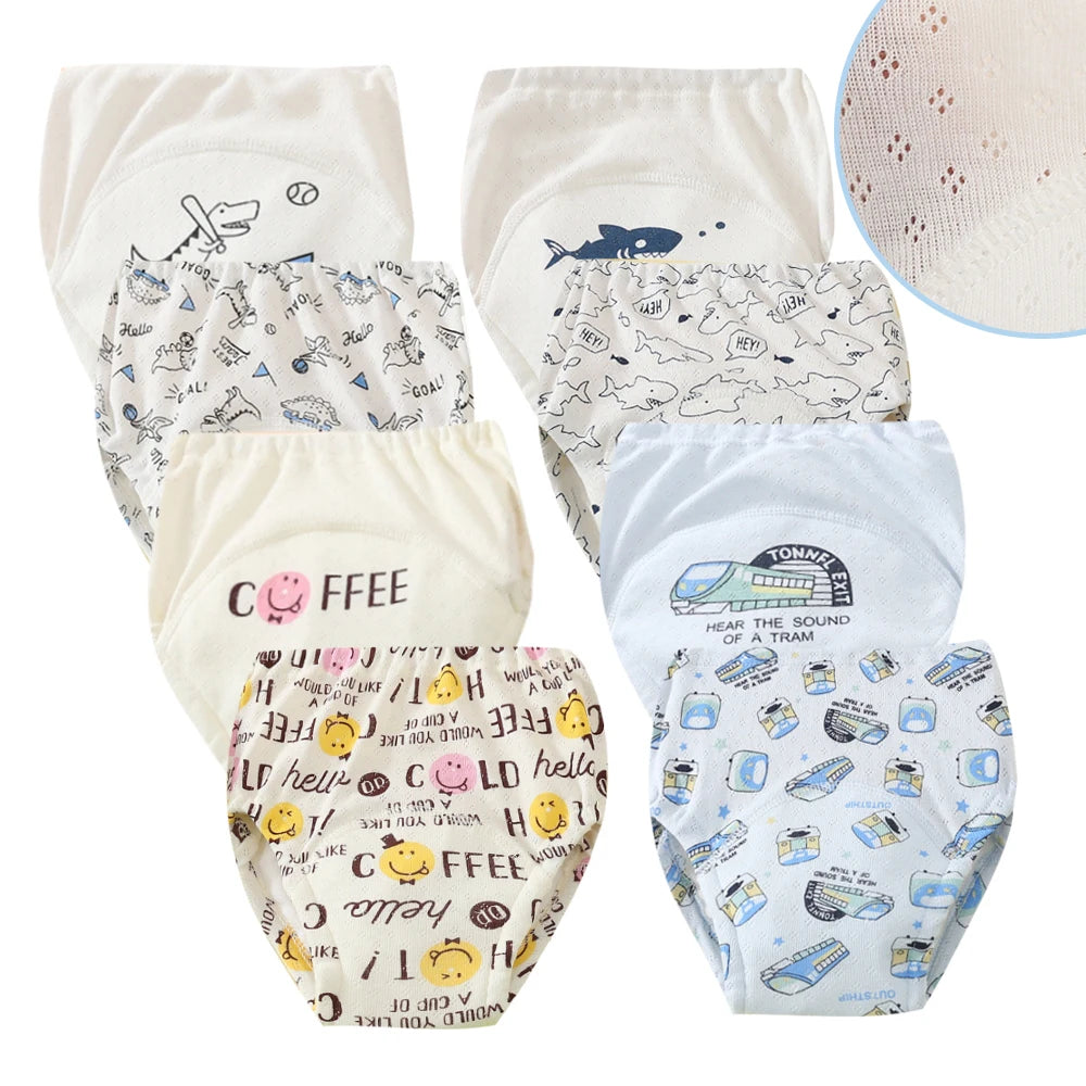 8pcs/6pcs Washable Baby Potty Training Pants Reusable Toilet Trainer Panty Reusable Cloth Diaper