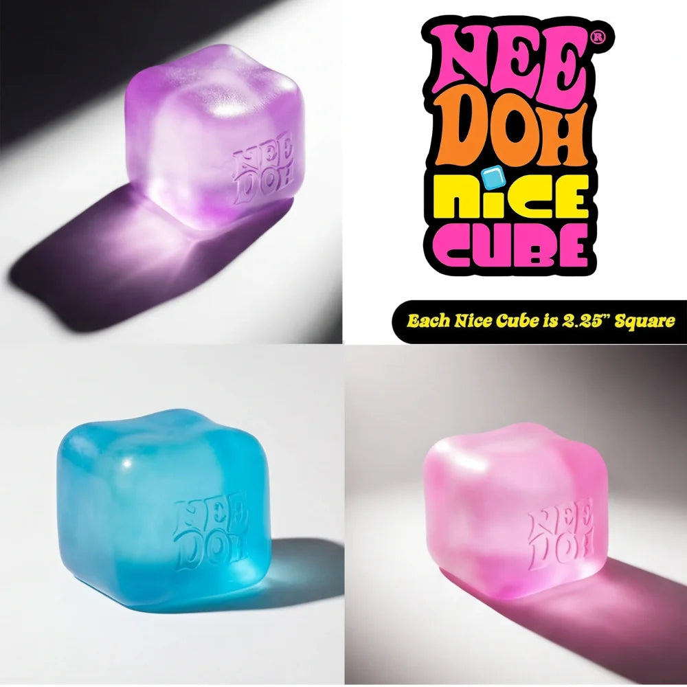 Nee Doh Jellyfish & Cube Squish Toy, Stress Relief Fidget Toy, Sensory for Kids & Adults