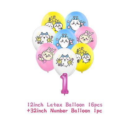 Cartoon Chiikawa Hachiware Usagi Birthday Party Decoration Background Balloon Set Cake Topper Backdrop Baby Shower Kid Gift Prop