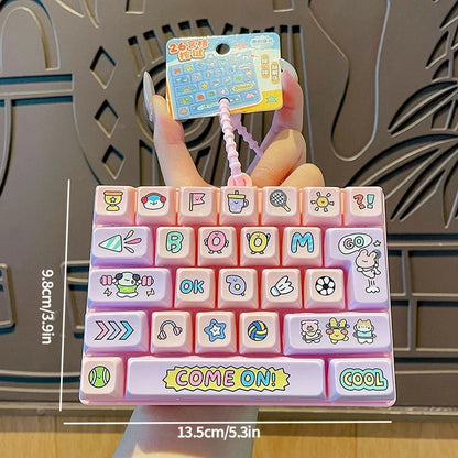 26-keycap Keyboard Keychain Button Clicker Decompression Toy Cartoon Anti Stress Keyboard Keychains Pendant Fidget Toys Gifts