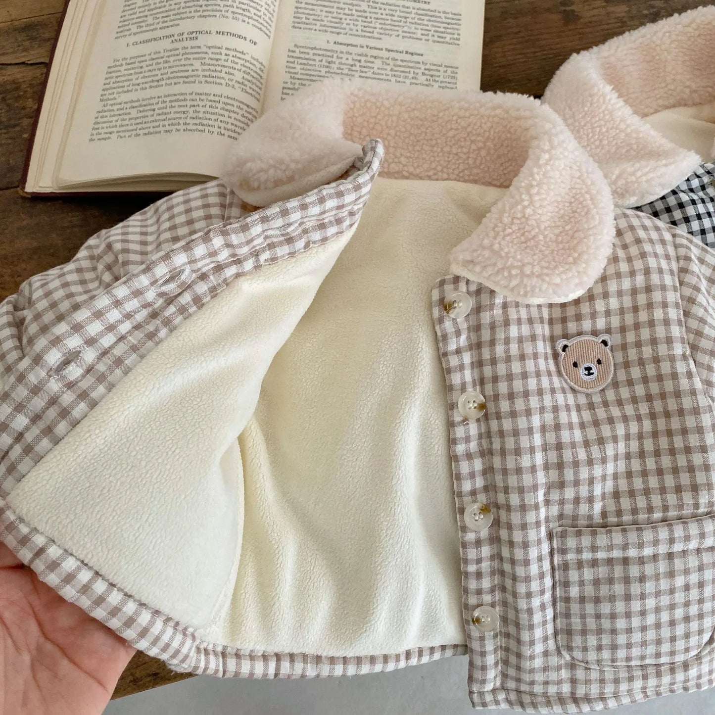 3712D Baby Coat Winter Plaid Cotton Padded Boy's Coat 0-3Year Girl's Warm Cotton Jacket Tops