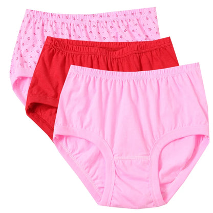 3pcs Pure Cotton Women Panties Large Size High Waist Underwear Plus Size Female