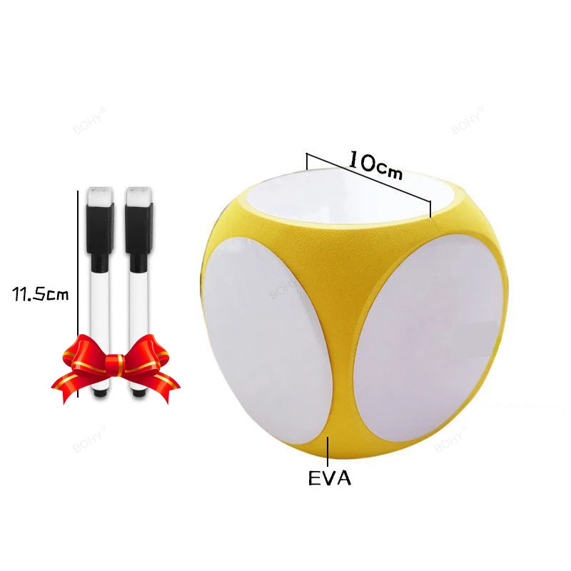 Blank Dice Write on/Wipe Off Dice Portable Erasable Blank Game Cubes for Classroom Teaching Dry Erase Educational Dice