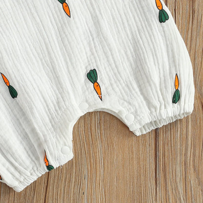 Baby Sleeveless Romper, Cotton Muslin Linen Cactus Print Jumpsuit for Boys and Girls