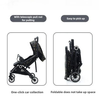 Twin Baby Stroller High View Detachable Stroller Foldable and Lightweight Stroller with Sitting and Lying Function