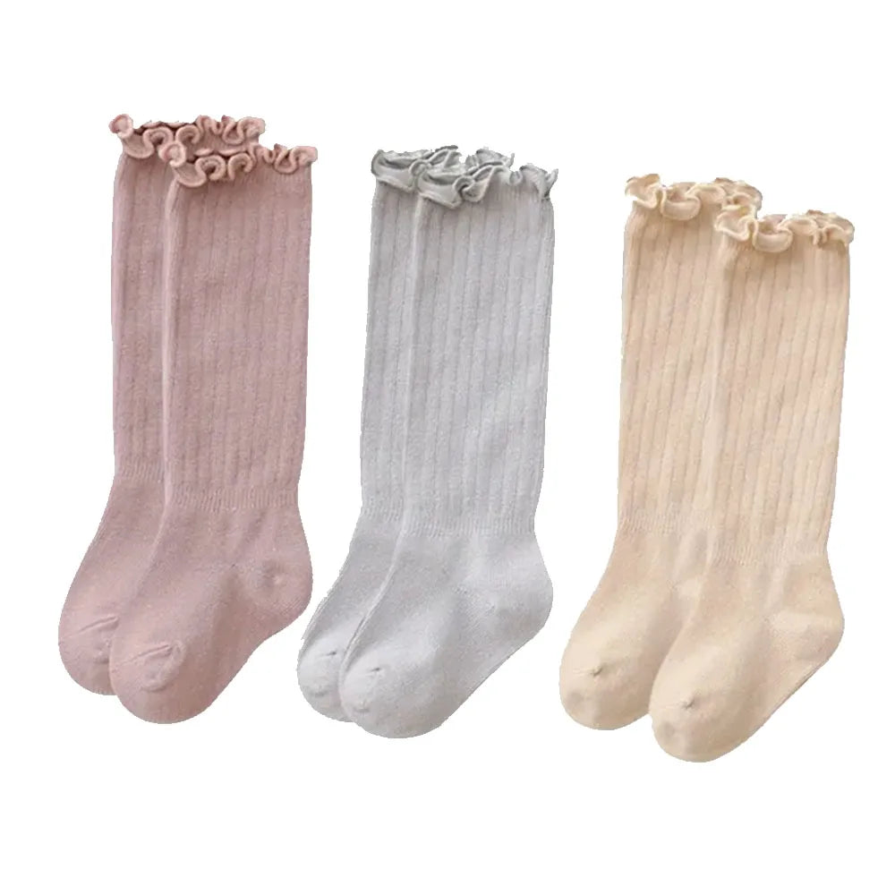 Baby & Toddler Knee-High Socks -Ribbed Texture Soft Stretchy All-Season Warmth, Elastic Cuff for Secure Fit Baby Leg Warmers