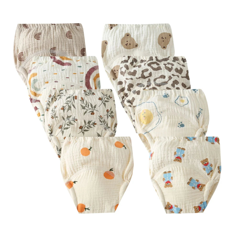 8pcs/6pcs Washable Baby Potty Training Pants Reusable Toilet Trainer Panty Reusable Cloth Diaper