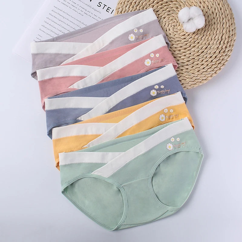 Cotton Maternity Panties Low for Pregnancy Women Printed Flowers Underwear Postpartum