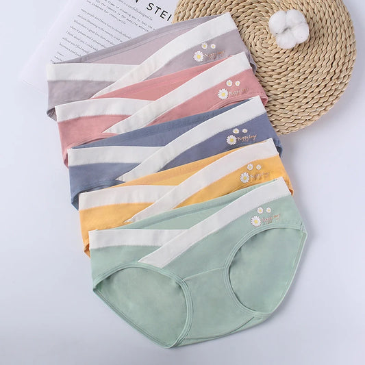 Cotton Maternity Panties Low for Pregnancy Women Printed Flowers Underwear Postpartum