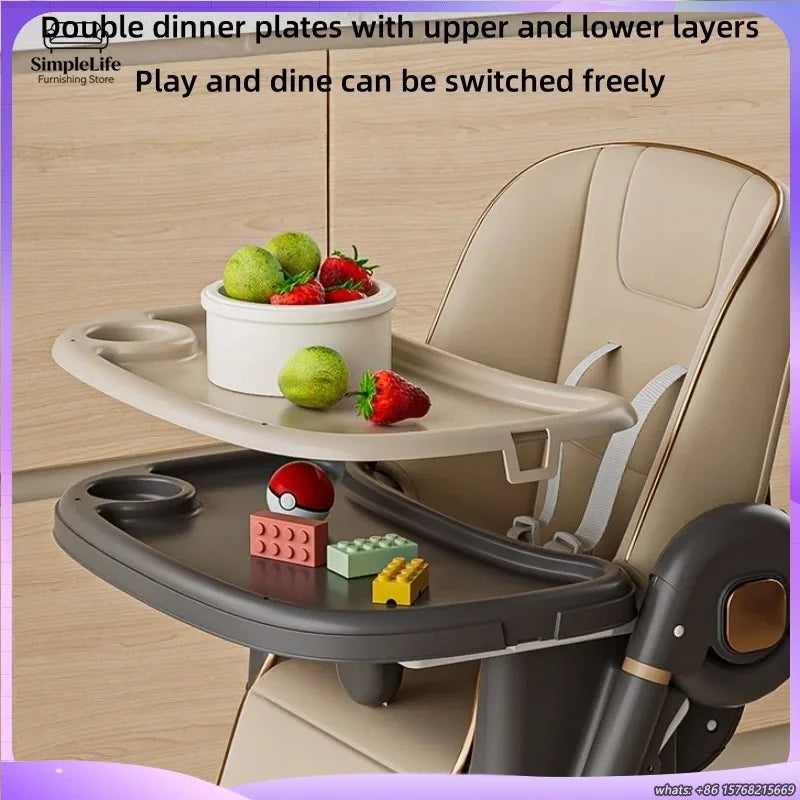 Foldable Baby Dining Chair Portable Highchair Adjustable Height Growth Chair Multifunctional