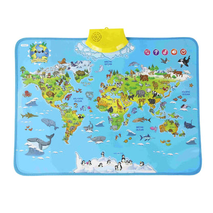 Electronic World Map Animal Wall Chart Talking  Music Poster Kids Montessori Toys for Toddlers Interactive Educational Toy Gift