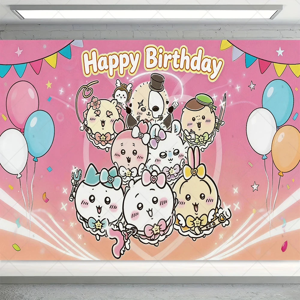 Cartoon Chiikawa Hachiware Usagi Birthday Party Decoration Background Balloon Set Cake Topper Backdrop Baby Shower Kid Gift Prop