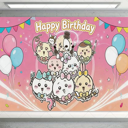 Cartoon Chiikawa Hachiware Usagi Birthday Party Decoration Background Balloon Set Cake Topper Backdrop Baby Shower Kid Gift Prop