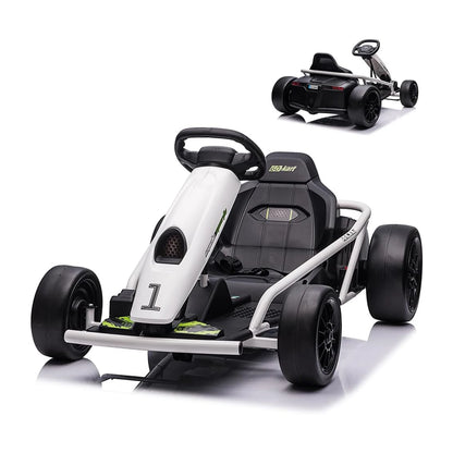 Ride on Go Kart for Teens 24v 2 x 300w Extra Powerful Motors Electric Karts with Slow Start Outdoor Ride on Toy for Kids 8-11Y