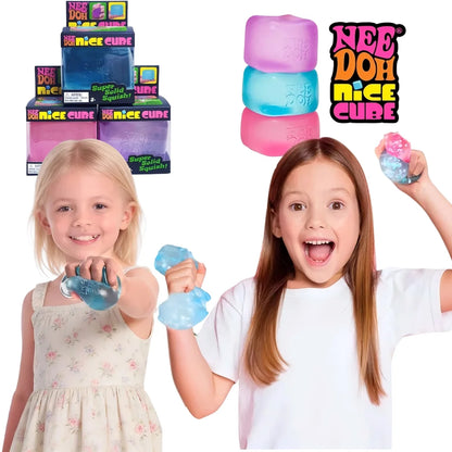 Nee Doh Jellyfish & Cube Squish Toy, Stress Relief Fidget Toy, Sensory for Kids & Adults