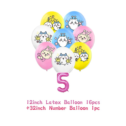 Cartoon Chiikawa Hachiware Usagi Birthday Party Decoration Background Balloon Set Cake Topper Backdrop Baby Shower Kid Gift Prop