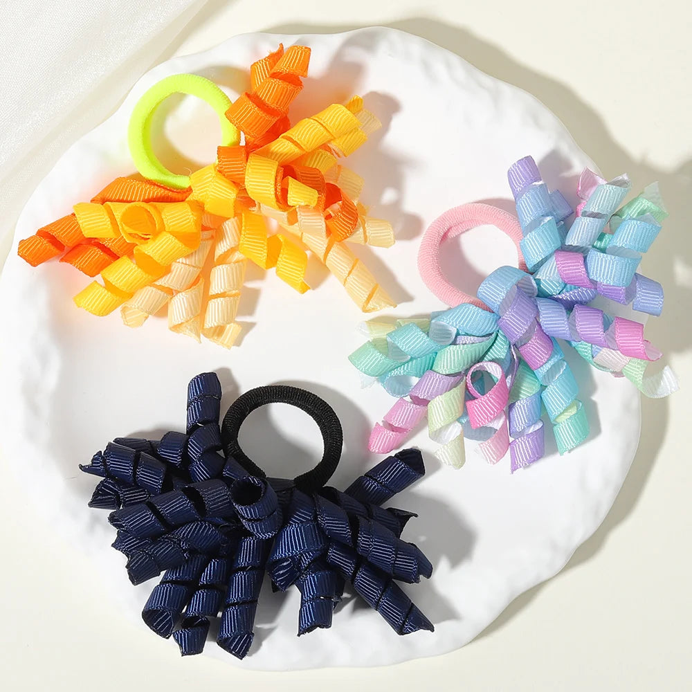 6Pcs Trendy Firework Hair Ties Rainbow Curly