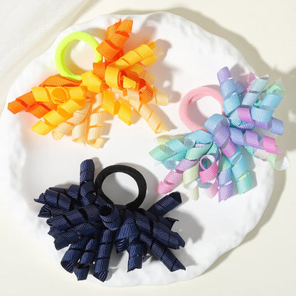 6Pcs Trendy Firework Hair Ties Rainbow Curly