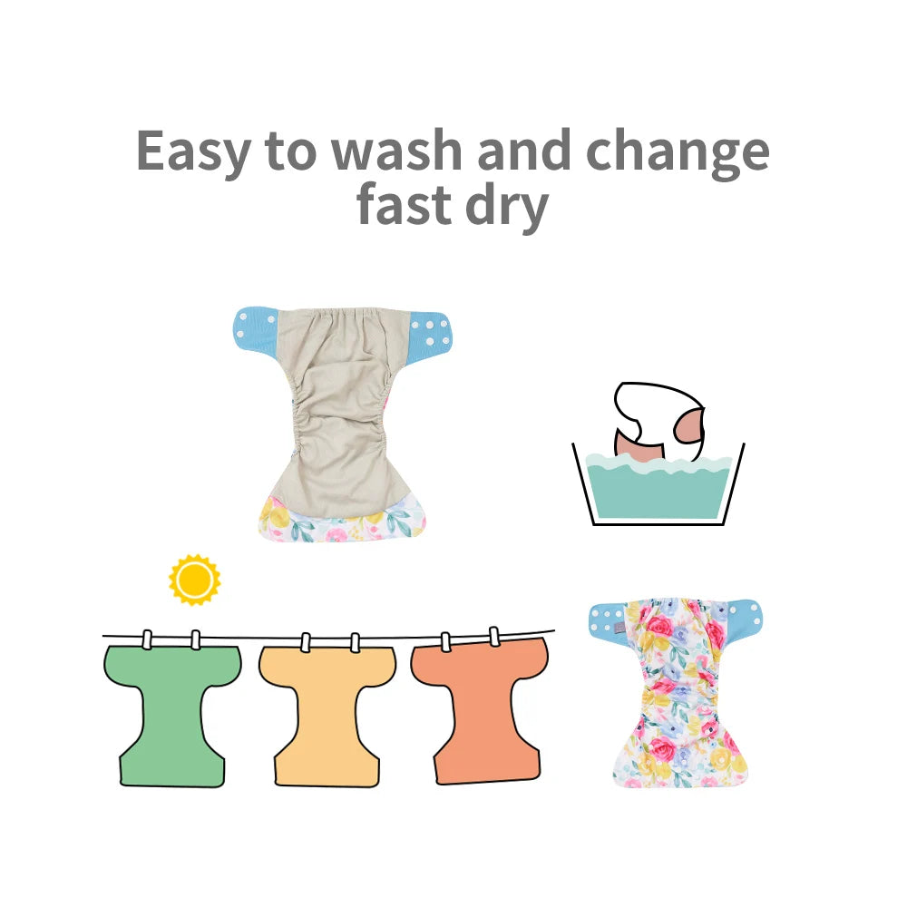 waterproof  baby cloth diaper with 4 absorbents cloths washable eco-friendly pocket cloth nappy