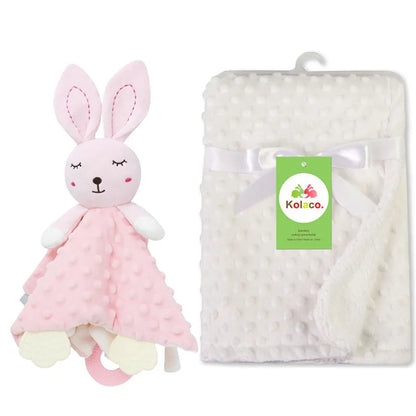 Personalized Newborn Baby Blanket with Name Custom Stroller Sleeping Dolls Animal Security Towel Gift Set for Baby Shower Gifts