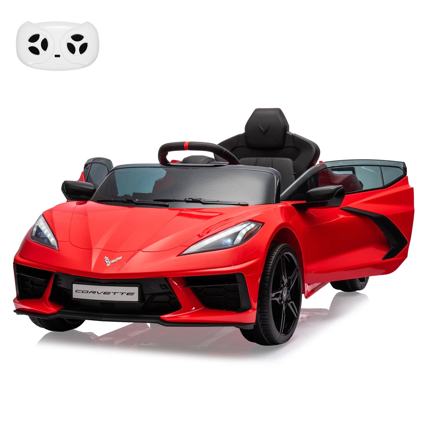 12V Kids Ride on Car Battery Powered Toddlers Electric Sports Car Toy with Remote Control,Visual Dashboard,LED Lights,Music 3-8Y