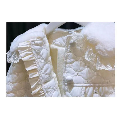 Jackets Winter Girls Cute Thicken Warm Outerwear Velvet Coats Children Cotton Overcoat For 2-6 Years