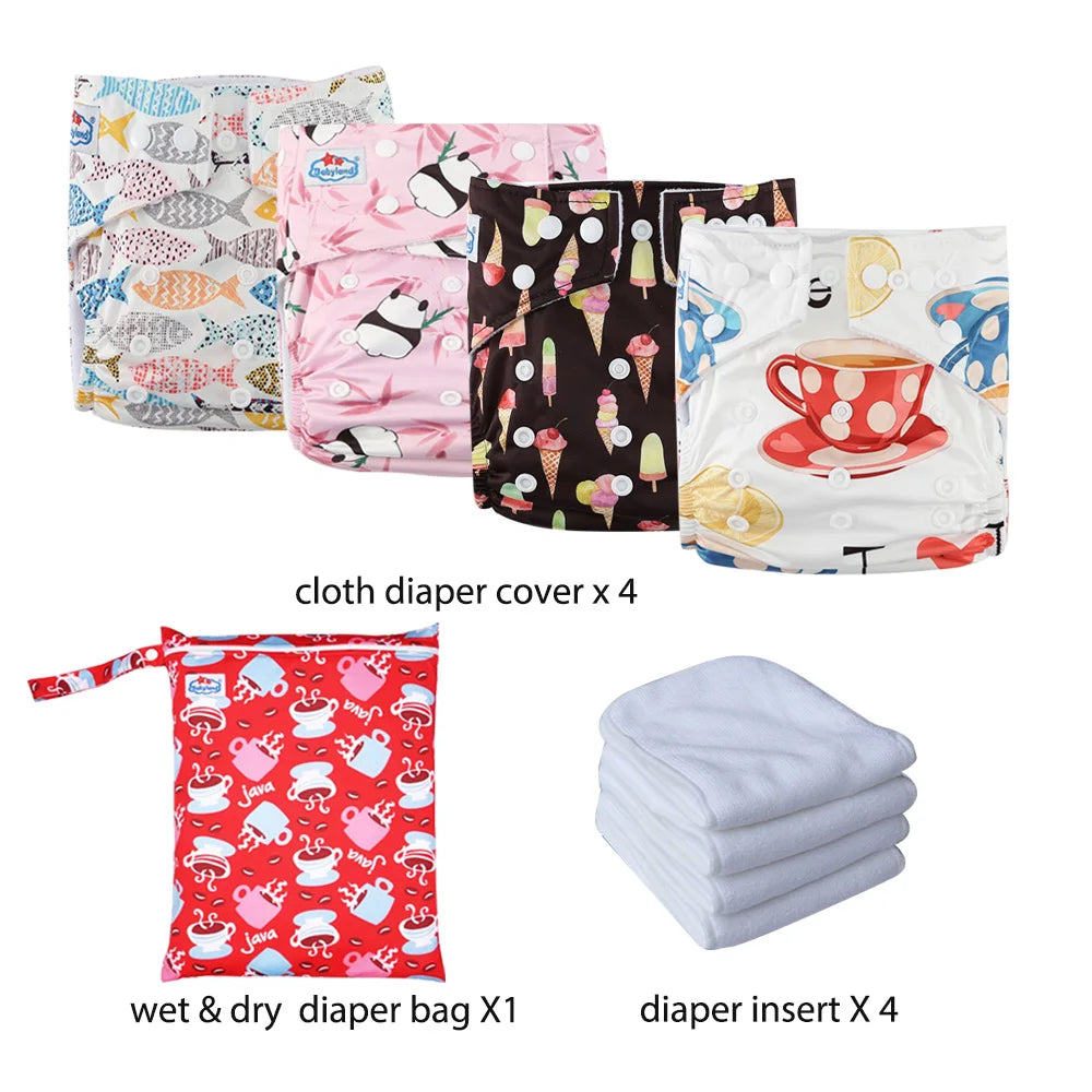 Babyland New Waterproof Baby Cloth Diaper Kit with Inserts & Wet Bags | Economical Washable Nappy System (0-36 Months)