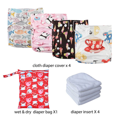 Babyland New Waterproof Baby Cloth Diaper Kit with Inserts & Wet Bags | Economical Washable Nappy System (0-36 Months)