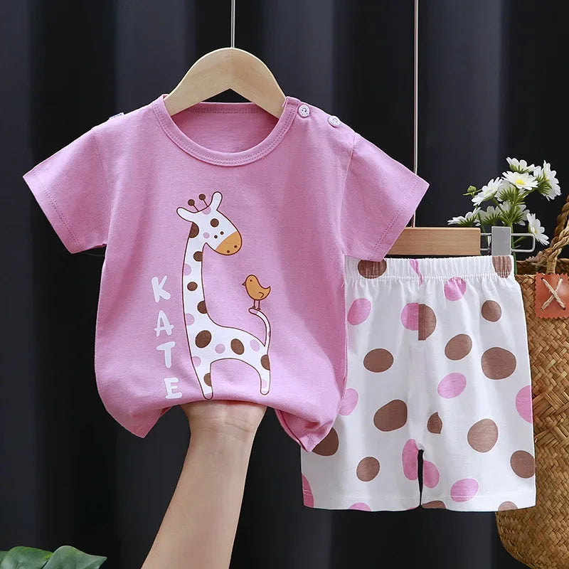 2-6 Years Boys & Girls Toddler Set Children's Short sleeve Cotton