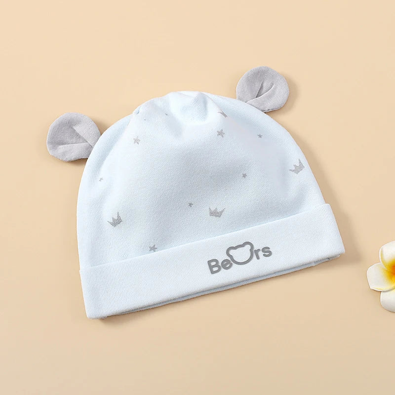 0-3M Newborn Fetal Hat Pure Cotton Baby Autumn Winter Warm Beanies Cute Bear Infant Head Protection Cap Boy Girl