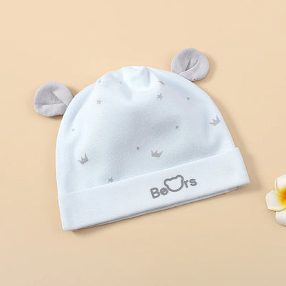0-3M Newborn Fetal Hat Pure Cotton Baby Autumn Winter Warm Beanies Cute Bear Infant Head Protection Cap Boy Girl