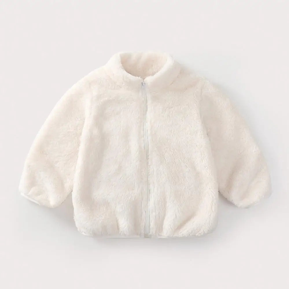 Winter Winter New Style Kids Plush Coat Simple Fashion Children Solid Color Casual Outerwear Tops Toddler Costume Warm Jacket