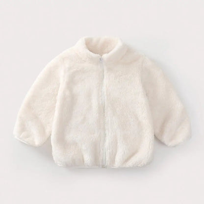 Winter Winter New Style Kids Plush Coat Simple Fashion Children Solid Color Casual Outerwear Tops Toddler Costume Warm Jacket