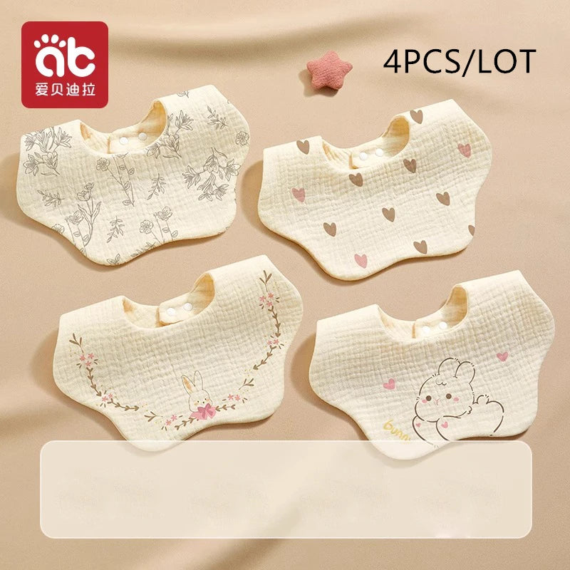 Soft Baby Bibs Bandana Saliva Towels Burp Cloths Newborn Infant Toddler 0-1Y Comfortable Waterproof Feeding Bibs 2/3/4﻿