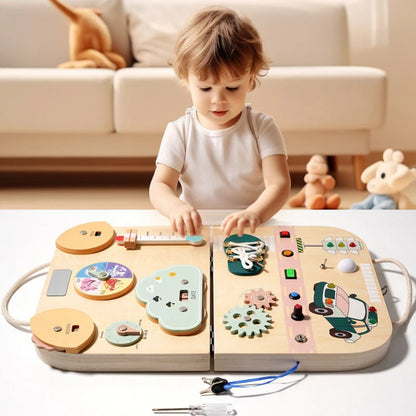 Montessori Busy Board LED Light Switc Toys Toddler Wooden Sensory Activitie Board Travel Toys Baby Switch Control Education Game