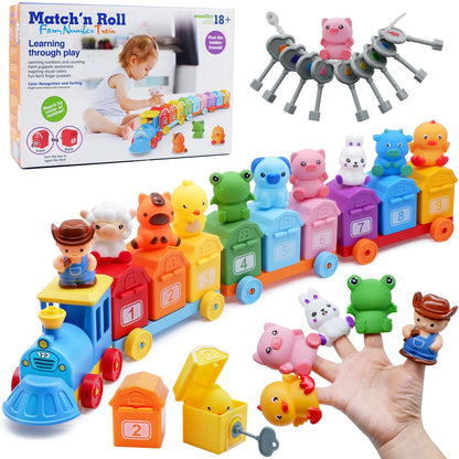 Montessori Train/Surprise Party Gift Set Toddler Learning Toys Counting Sorting Toys Fine Motor Finger Puppets Games For Kid