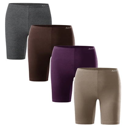 4PCS Women's Cotton Panties Biker Shorts Boxer Briefs Ladies Anti Chafing