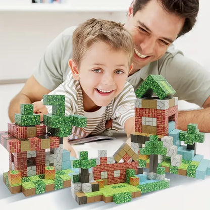 Magnetic Building Blocks Mine World Magnet Cube for Stacking Construction Set Educate Sensory Toys Kids Boys Girls Ages 3+ DIY