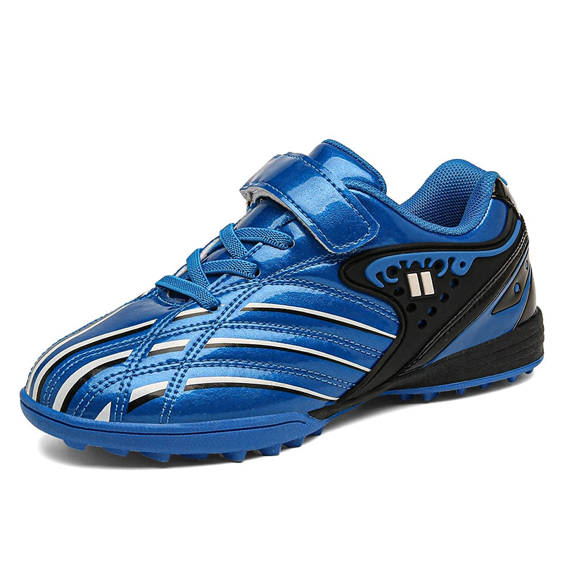 Fashion Gold Children's Shoes Outdoor Non-Slip Turf Soccer Shoes Kids HOOK&LOOP