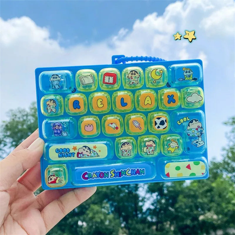 Hot Anime 26-Key Keyboard Keychain Stress Relief Fidget Toy Keyboard Button Finger Clicker Backpack Charms Christmas Gift