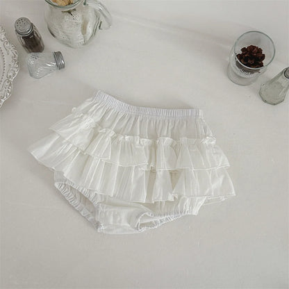 6M-2Y Summer Sweet Style Girls Set Lace Ruffle Collar Sleeveless Tee+White Ruffle Shorts 2Pcs Clothes Soft Cotton Infant Suit