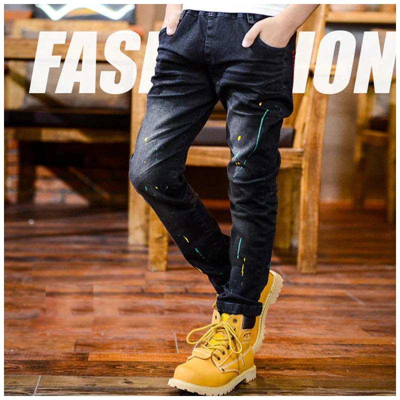 IENENS Boy Girls Trousers Skinny Jeans Elastic Waist Pants 4-13 Years Kids Boys Denim Clothing Clothes Sports Bottoms