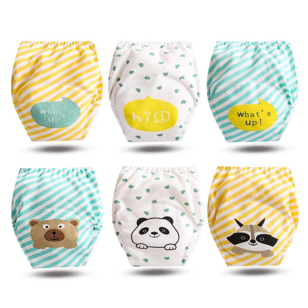 8pcs/6pcs Washable Baby Potty Training Pants Reusable Toilet Trainer Panty Reusable Cloth Diaper